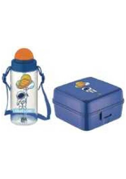 Blue-Me Tritan Pipetli Matara + Desenli Beslenme Kabı Set
