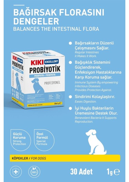 Kıkı Excellent Köpek Probiyotik Prebiyotik Saşe 1 Gr. 30 Adet (Kutu) KD111B30 fiyatları