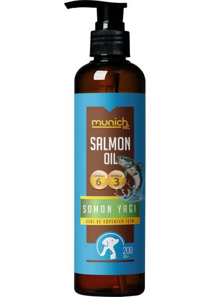 Somon Yağı 200ML Kedi ve Köpekler Için Omega 3 ve 6 Içerikli Somon Yağı
