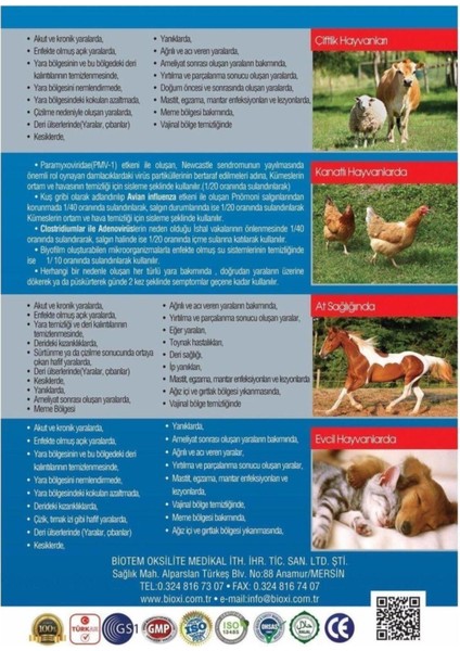 Biyosidal Animal Health-Hayvan Bakım ve Temizleme Solusyonu 150 ml modelleri