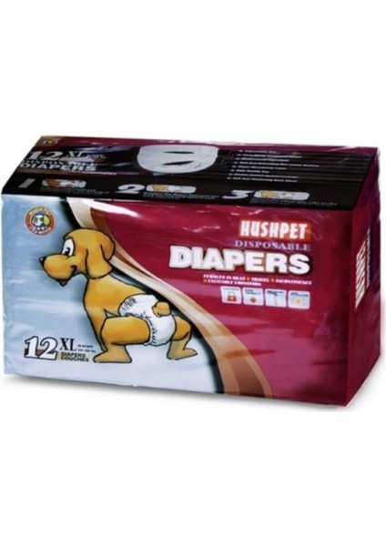Köpek Alt Tuvalet Bezi 12 Adet Xl Hush Pet Diapers Xlarge 12'li Köpek Bezi