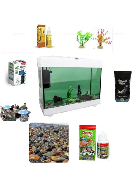 Full Hazır Akvaryum Seti 30 x 2 5 x 14 cm 10 Parça