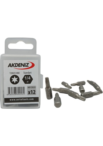 Kdeniz AKD/T20225 1/4 Torx T20X25 mm 96 Adet Bits Uç