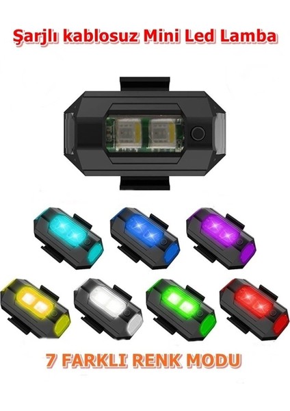 Motor Drone Uçak Kanadı LED Şarjlı Kablosuz Mini LED Çakarlı Lamba
