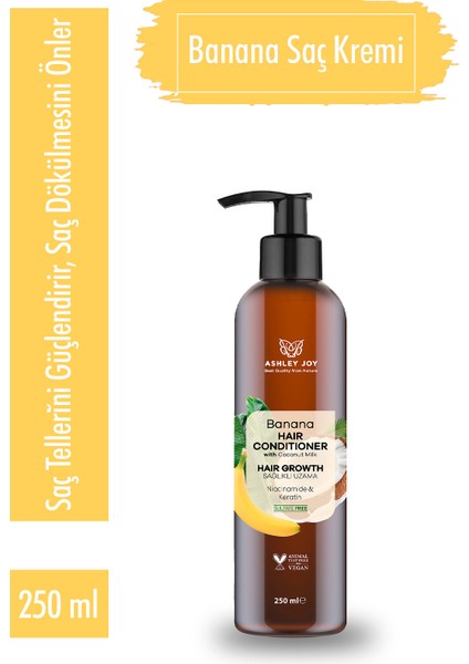 Yavaş Uzayan Saçlara Özel Niacinamide Ve Vegan Keratin Içeren Banana Saç Kremi 250 ml