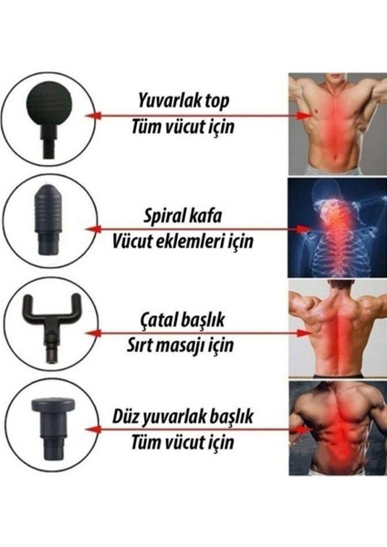 Siyah Darbeli Titreşimli Şarjlı Sporcu Masaj Tabancası Masaj Tabancas