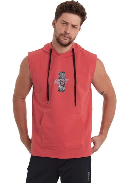 Erkek Kapüşonlu Kanguru Cepli Kolsuz Sweatshirt