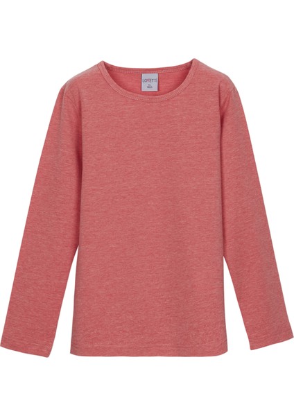 Turuncu Melanj Basic Mevsimlik Likralı Uzun Kollu Kız Çocuk Tişört