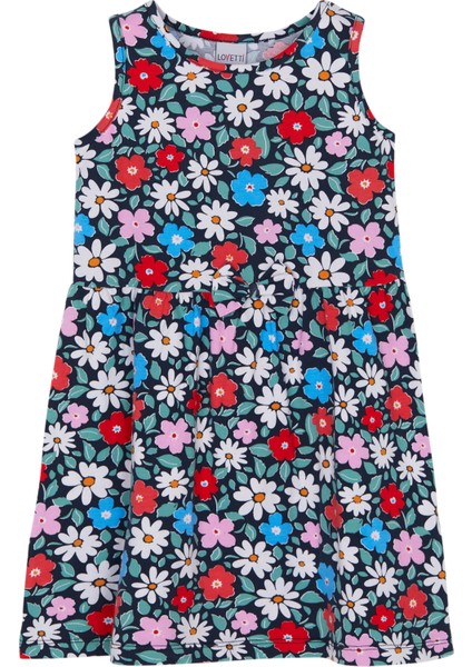 Daisy Festival Kız Çocuk Desenli Kolsuz Elbise