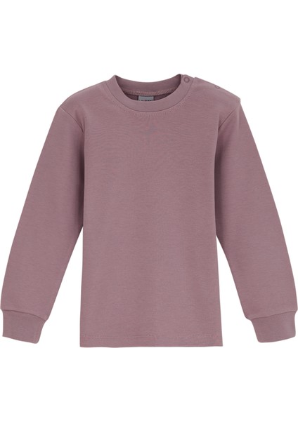 Gül Kurusu Basic Kız Bebek Çıtçıtlı Yaka Kışlık Uzun Kollu Tişört