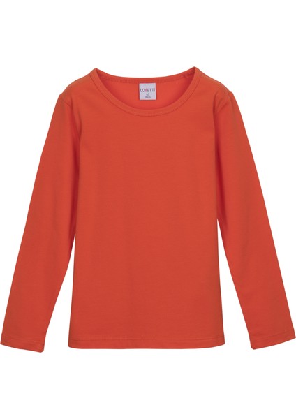 Turuncu Basic Mevsimlik Likralı Uzun Kollu Kız Çocuk Tişört