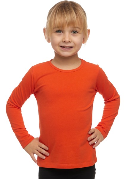 Turuncu Basic Mevsimlik Likralı Uzun Kollu Kız Çocuk Tişört fiyatları