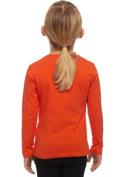 Turuncu Basic Mevsimlik Likralı Uzun Kollu Kız Çocuk Tişört fırsatları