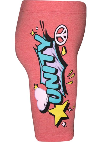 Turuncu Melanj Unity Baskılı Kız Çocuk Bisiklet Şort