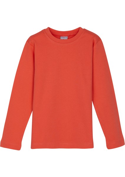 Turuncu Basic Kışlık Sıfır Yaka Uzun Kollu Kız Çocuk Tişört