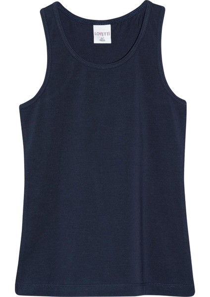 Koyu Lacivert Basic Kız Çocuk Arka Büzgülü Yüzücü Atlet