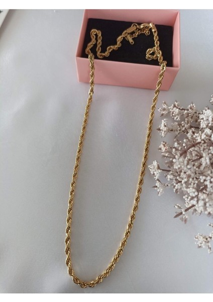 Jüpiterjewellery Çelik Burgu Uzun 4mm Zincir Kolye