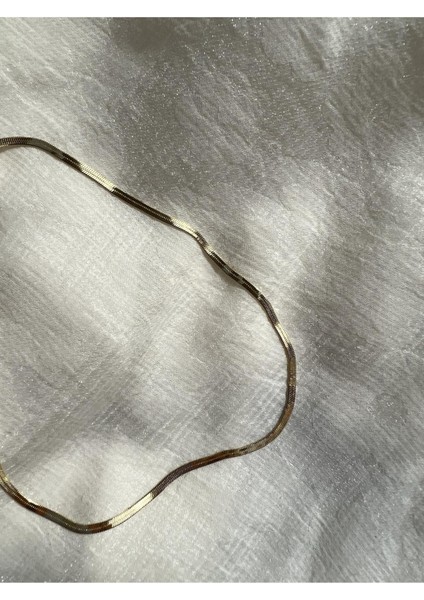 Anor Accessorıes Altın Kaplama Kararmaz Çelik Italyan Yassı Kolye