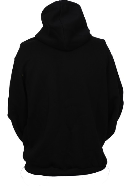 Siyah Oversize Kapüşonlu Astronot Baskılı Sweatshirt