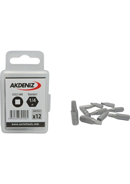 AKD/K225 1/4 Kare NO.2X25 mm 144 Adet Bits Uç
