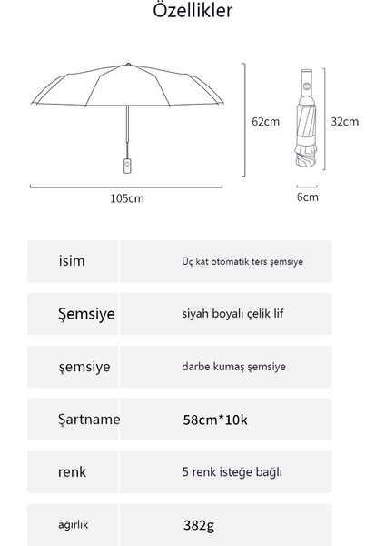 Tam Otomatik Ters Yansıtıcı Şerit Şemsiye Katlanır Şemsiye (Yurt Dışından)