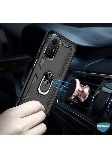Xiaomi Note 12S Kılıf Military Ring Holder Kırmızı modelleri