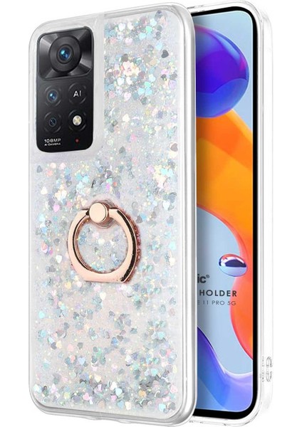 Xiaomi Redmi Note 12 Pro 4g Kılıf Glitter Liquid Holder Gümüş