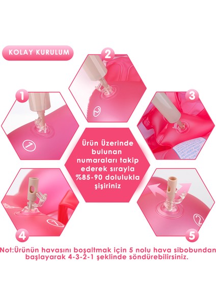 Çocuklar Için Yüzme Simidi Bebekler Için Uygun Bel Omuz Korumalı Güvenli Pembe S Beden
