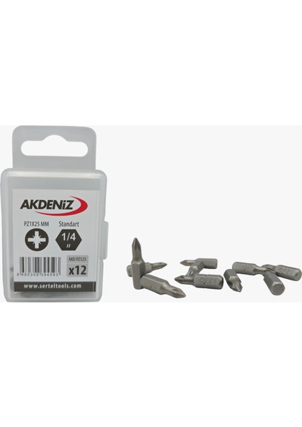 AKD/125 1/4 Yıldız PZ1X25 mm 144 Adet Bits Uç