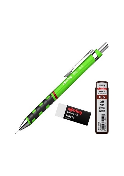 Tikky Okul Seti 0.5 mm Koyu Yeşil Versatil Kalem + Silgi + Uç