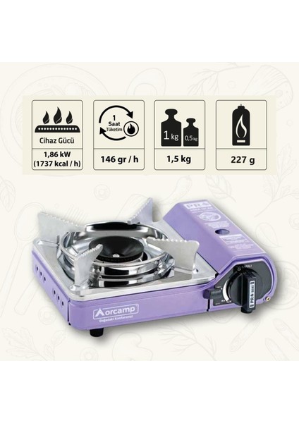 Tekli Mini Portatif Kamp ve Karavan Ocağı Gaz Stop Emniyetli Ck 506