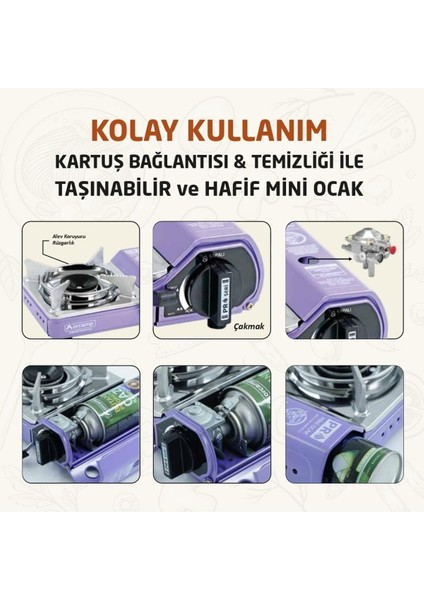 Tekli Mini Portatif Kamp ve Karavan Ocağı Gaz Stop Emniyetli Ck 506