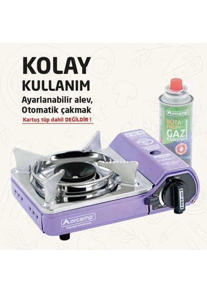 Tekli Mini Portatif Kamp ve Karavan Ocağı Gaz Stop Emniyetli Ck 506