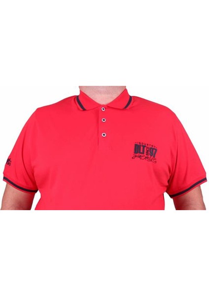 Büyük Beden Polo Yaka Tişört Ninety Seven 23417 Kırmızı