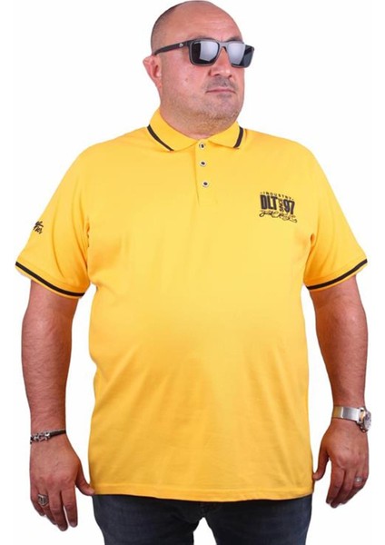 Büyük Beden Polo Yaka Tişört Ninety Seven 23417 Sarı fiyatları