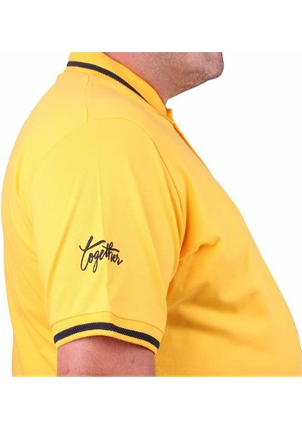 Büyük Beden Polo Yaka Tişört Ninety Seven 23417 Sarı fırsatları