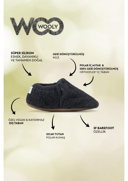 Recycled Woo Wooly Yünlü Lacivert Barefoot Patik