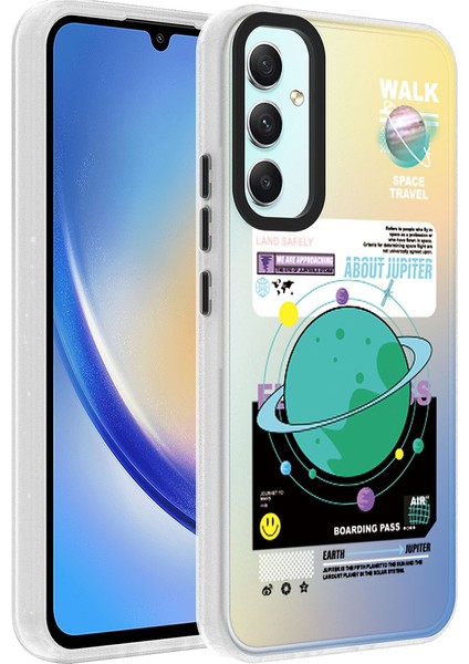 Case 4U Samsung Galaxy A24 Kılıf Darbe Emici Desenli Tasarım Dragon Sert Kapak Gezegen