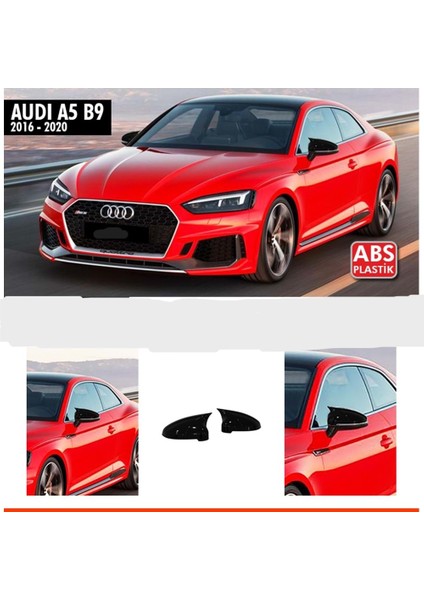 Audi A5 B9 Batman Yarasa Sinyalli Ayna Kapağı Piano Black / 2016-2020