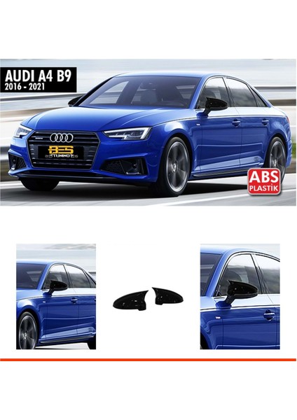 Audi A4 B9 Batman Yarasa Ayna Kapağı Piano Black / 2016-2021