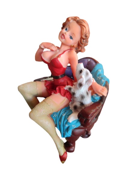 El Boyama Renkli Polyester Köpekli Bayan Biblo