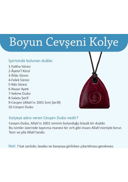 Boyun Cevşeni - Bordo Renk