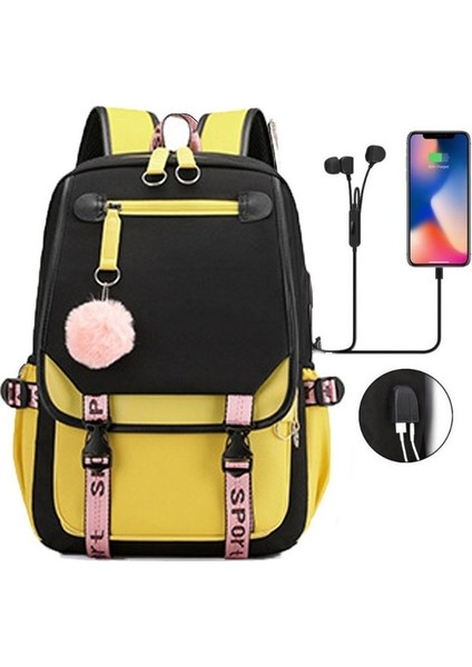 Su Geçirmez USB Bağlantı Noktalı Okul Sırt Çantası (Yurt Dışından)