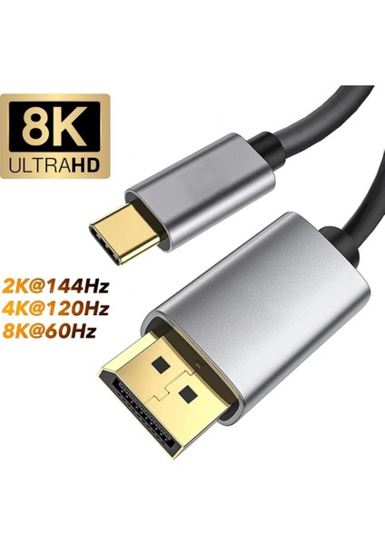 Typ C To Display Kablo 8k 60 Hz 1.8 Metre Görüntü ve Ses Aktarım Kablosu