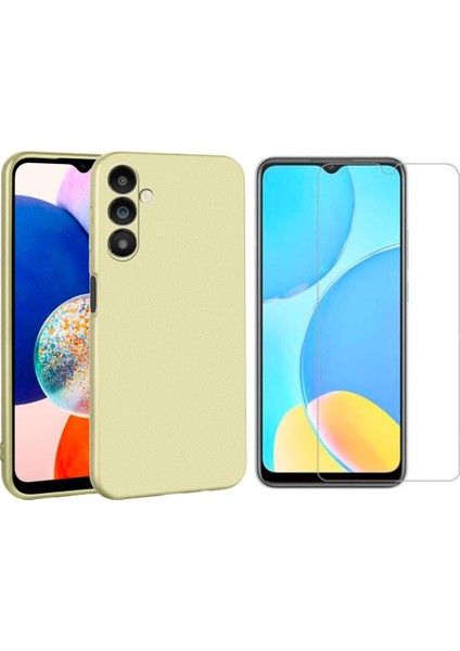 Samsung Galaxy M14 5g ile Uyumlu Kılıf Soft Yumuşak Telefon Kılıfı ve Temperli Cam Ekran Koruyucu