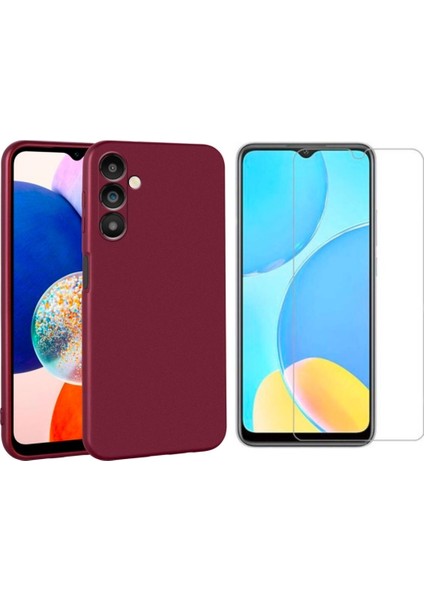 Samsung Galaxy M14 5g ile Uyumlu Kılıf Soft Yumuşak Telefon Kılıfı ve Temperli Cam Ekran Koruyucu