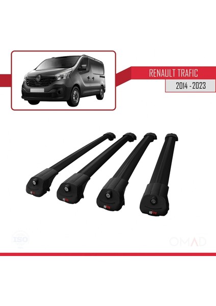 Renault Trafic 2014 ve Sonrası ile Uyumlu Ace-1 Ara Atkı Tavan Barı Siyah 4 Adet Bar