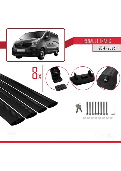Renault Trafic 2014 ve Sonrası ile Uyumlu Ace-1 Ara Atkı Tavan Barı Siyah 4 Adet Bar