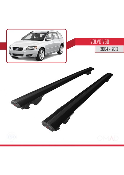 Volvo V50 Estate 2004-2012 Arası ile Uyumlu Hook Model Anahtar Kilitli Ara Atkı Tavan Barı Siyah modelleri
