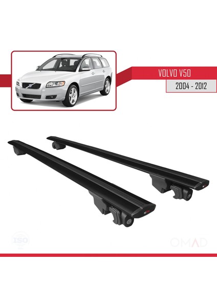 Volvo V50 Estate 2004-2012 Arası ile Uyumlu Hook Model Anahtar Kilitli Ara Atkı Tavan Barı Siyah fırsatları